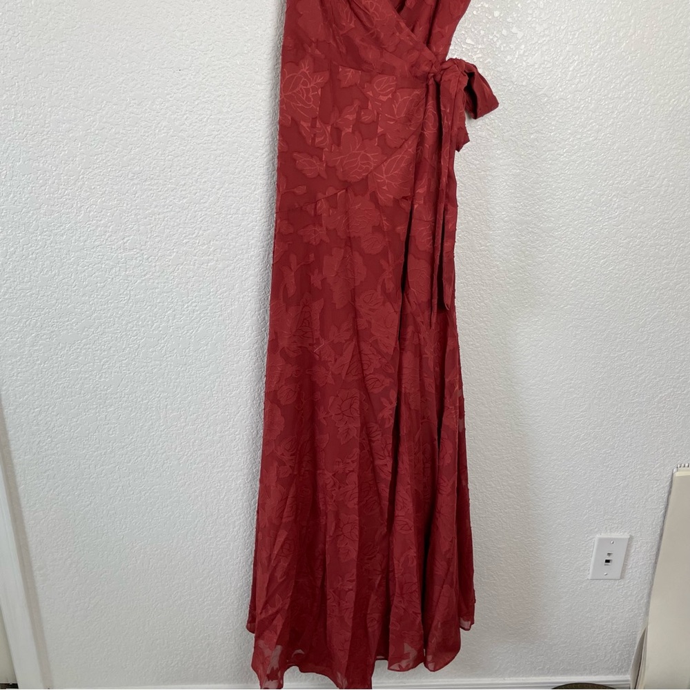 Elegant Rust Wrap Dress - Picture 8 of 10